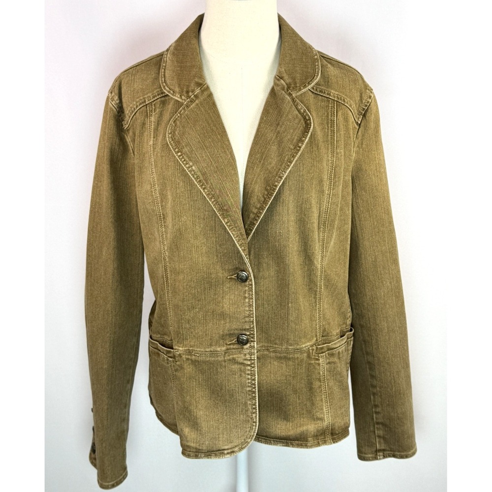 Cato Women's Flare Tail Brown Jean Denim Jacket Button Down Size XL
